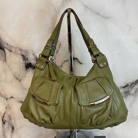 b. makowsky Handbags - B Makowsky olive green leather handbag with silver hardware